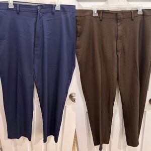 Haggar Men's Classic Fit Navy and Brown Pants 40x29